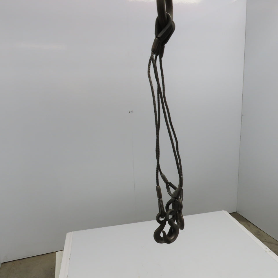 Crosby Laughlin 30" 4 Leg Wire Rope Bridle Sling Open Hooks 5/16"