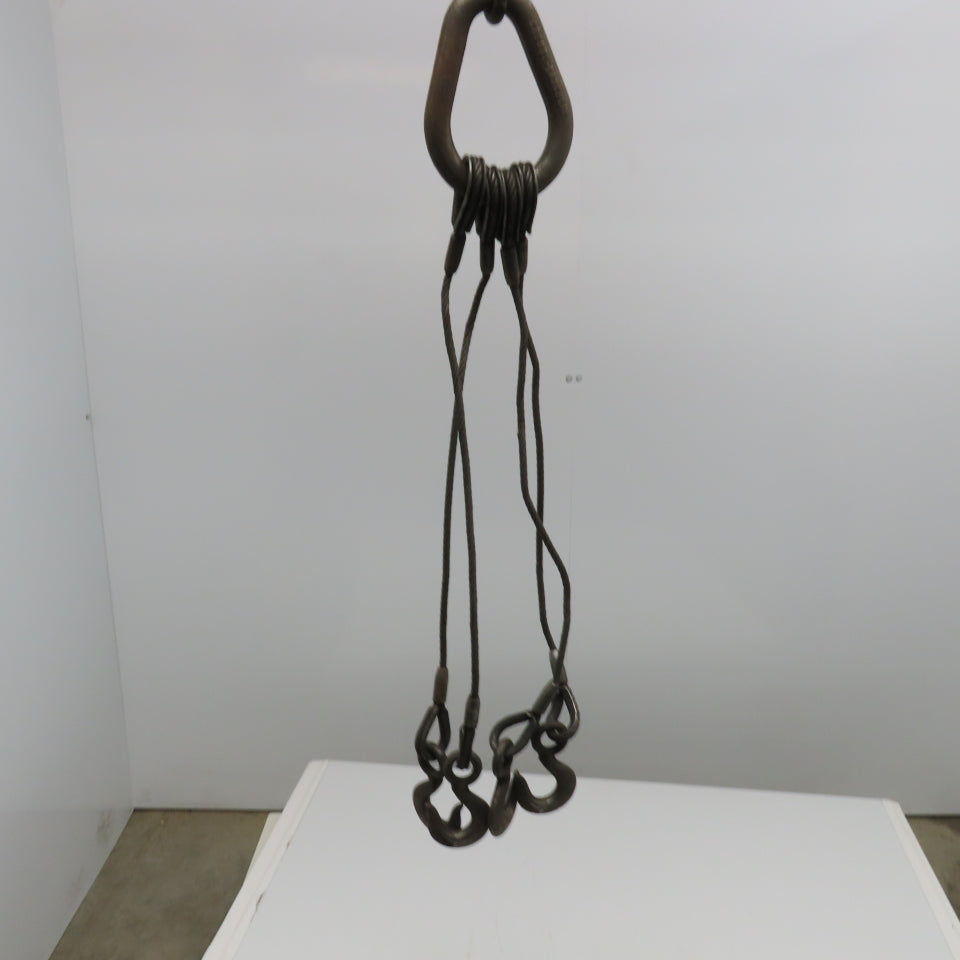 Crosby Laughlin 30" 4 Leg Wire Rope Bridle Sling Open Hooks 5/16"