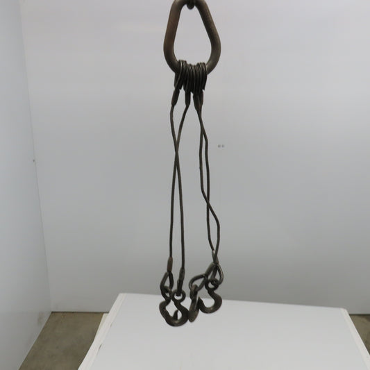 Crosby Laughlin 30" 4 Leg Wire Rope Bridle Sling Open Hooks 5/16"