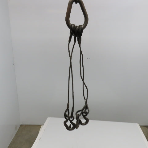 Crosby Laughlin 30" 4 Leg Wire Rope Bridle Sling Open Hooks 5/16"