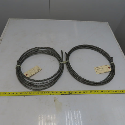 9.5mm x 5.1816m Wire Rope Steel Cable 5/9 Lot or 2