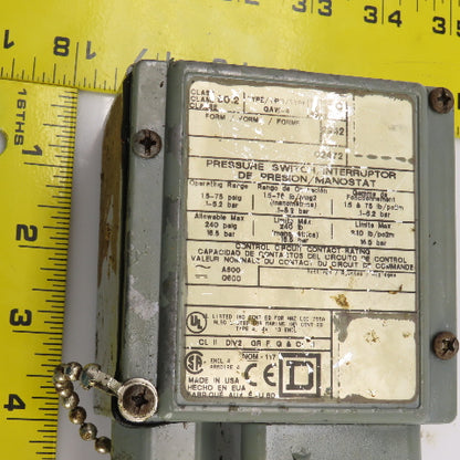 Square D Pressure Switch 1.5-75PSIG Type 4 Enc 600V