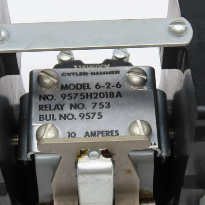 Cutler Hammer 9575H2018A 6-2-6 600V 10A Relay 115V Coil