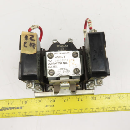 Cutler Hammer 9560ED70 Model 6 600V 18A Contactor Relay 115V Coil NEMA Size 0