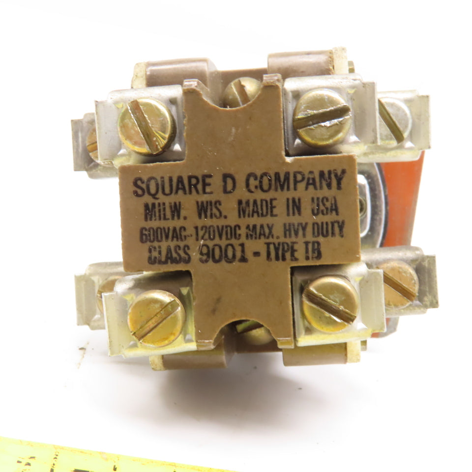 Square D Class 9001 Type TB 2 Position Selector Switch 600VAC 120VDC