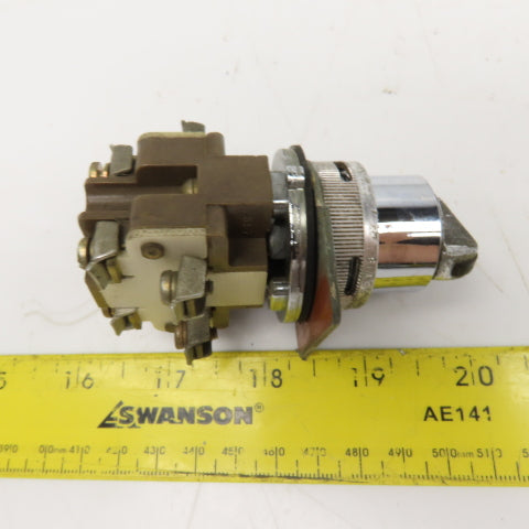 Square D Class 9001 Type TB 2 Position Selector Switch 600VAC 120VDC