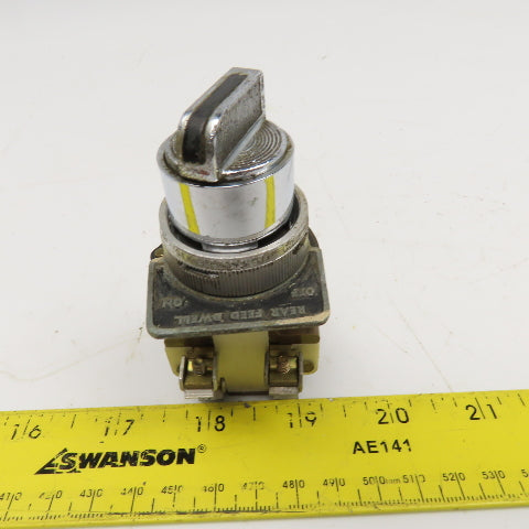 Square D Class 9001 Type TB 2 Position Selector Switch 600VAC 120VDC