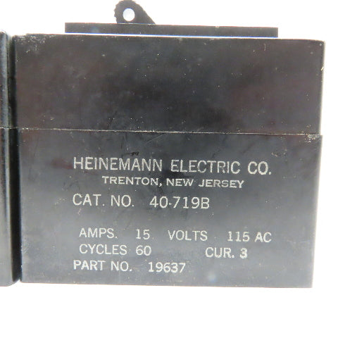 Heinemann 40-719B 15A 115V 60Hz Single Pole Breaker Lot Of 2