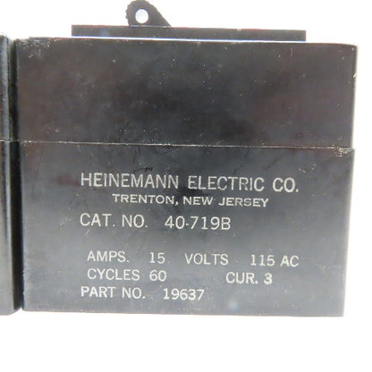 Heinemann 40-719B 15A 115V 60Hz Single Pole Breaker Lot Of 2