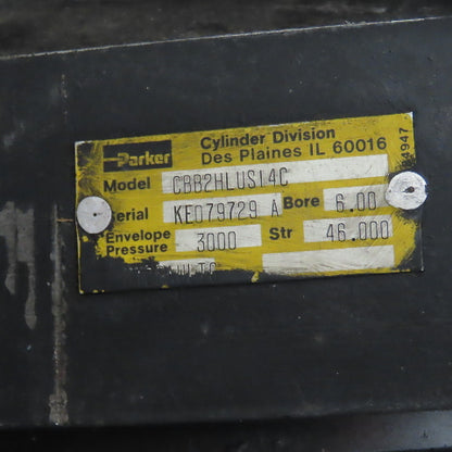 Parker CBB2HLUS14C Double Acting Hydraulic Cylinder 46" Stroke 6" Bore 3000PSI