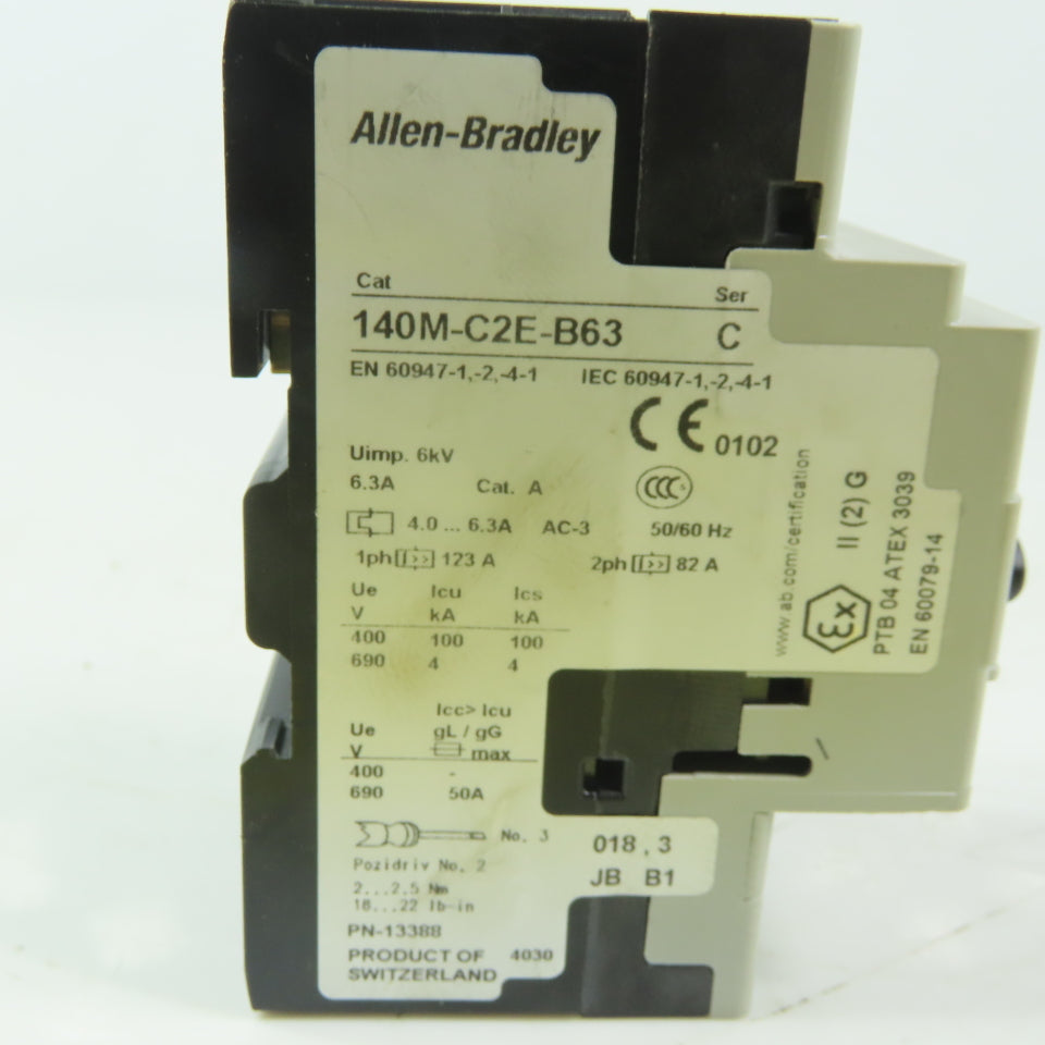 Allen Bradley 140M-C2E-63  Ser C Circuit Breaker 3 Pole 4.0 - 6.3A 600V