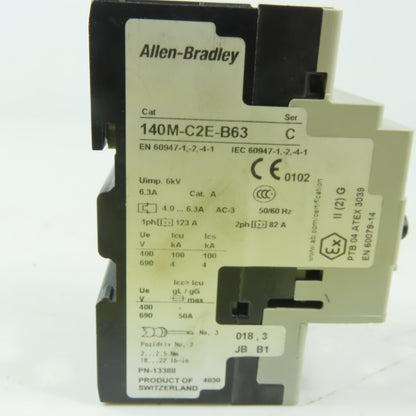Allen Bradley 140M-C2E-63  Ser C Circuit Breaker 3 Pole 4.0 - 6.3A 600V