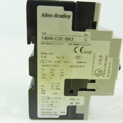 Allen Bradley 140M-C2E-63  Ser C Circuit Breaker 3 Pole 4.0 - 6.3A 600V