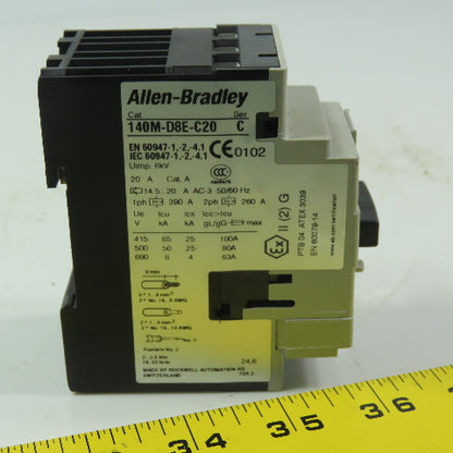Allen Bradley 140M-D8E-C20  Ser C Circuit Breaker 14.5-20A 600V 3P W/40M-C-AFA10