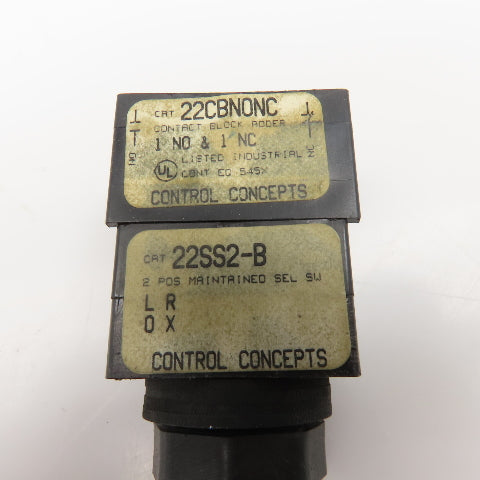 Control Concepts 22CBNONC 2 Position Maintained Selector Switch 600VAC 300VDC