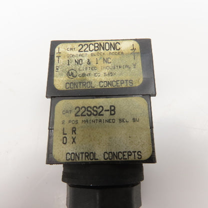 Control Concepts 22CBNONC 2 Position Maintained Selector Switch 600VAC 300VDC