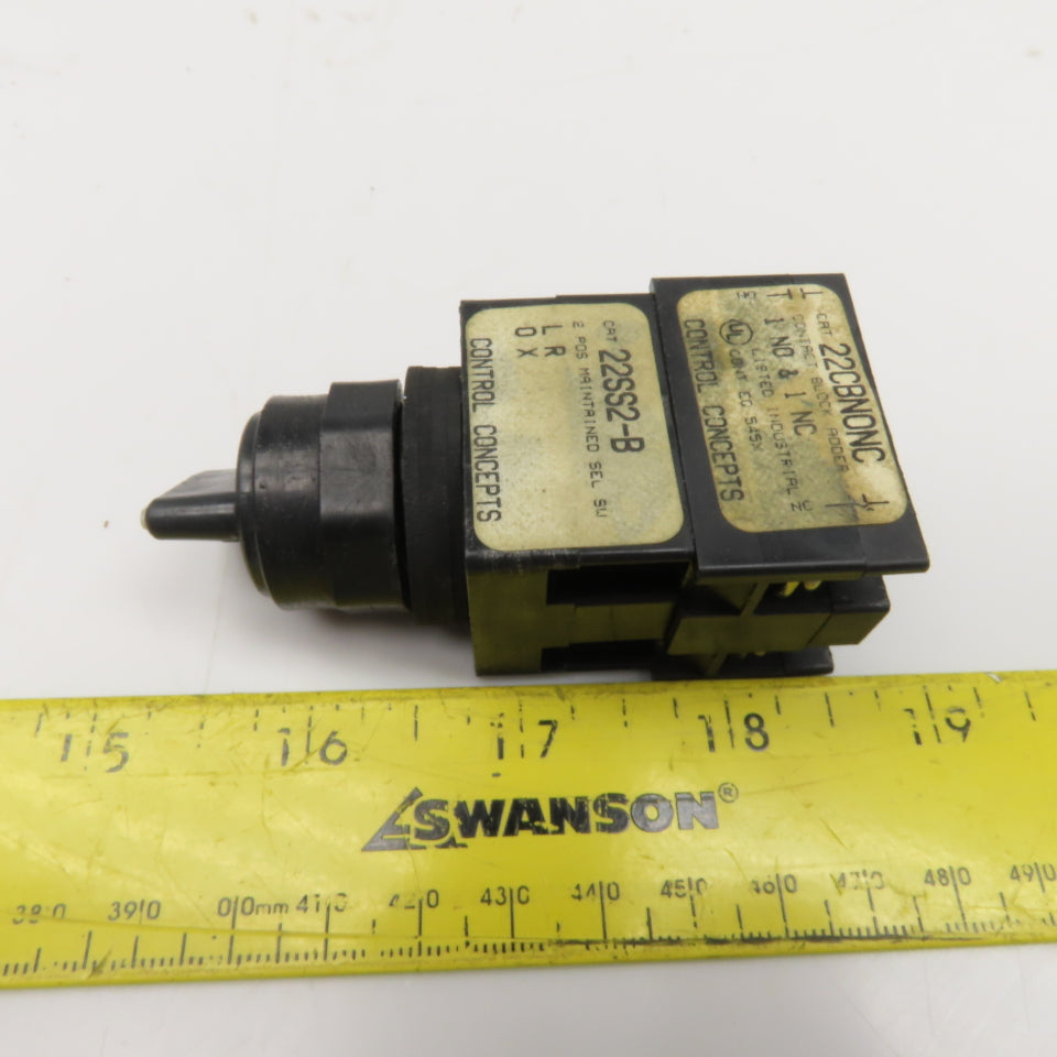 Control Concepts 22CBNONC 2 Position Maintained Selector Switch 600VAC 300VDC