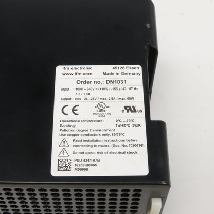 IFM DN1031 Power Supply 100-240V Input 24-28VDC Output