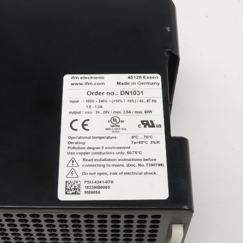 IFM DN1031 Power Supply 100-240V Input 24-28VDC Output