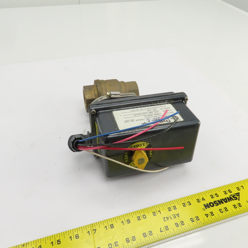 DynaQuip DynaMatic 6CX20 Electronic Actuated Brass Ball Valve 1-1/2" FNPT 115V