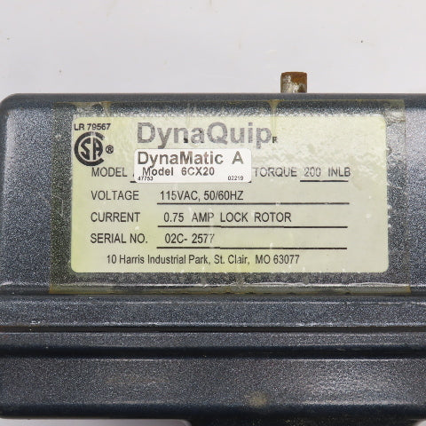 DynaQuip DynaMatic 6CX20 Electronic Actuated Brass Ball Valve 1-1/2" FNPT 115V