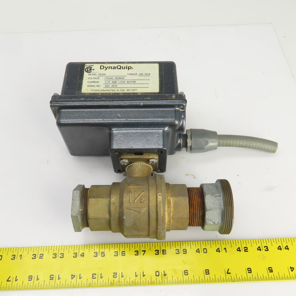 DynaQuip AE205 Electronic Actuated Brass Ball Valve 1-1/2" FNPT 115VAC 0.75A