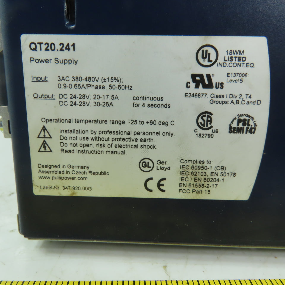 Plus Dimension QT20.241 Power Supply 24-28VDC 20-26A