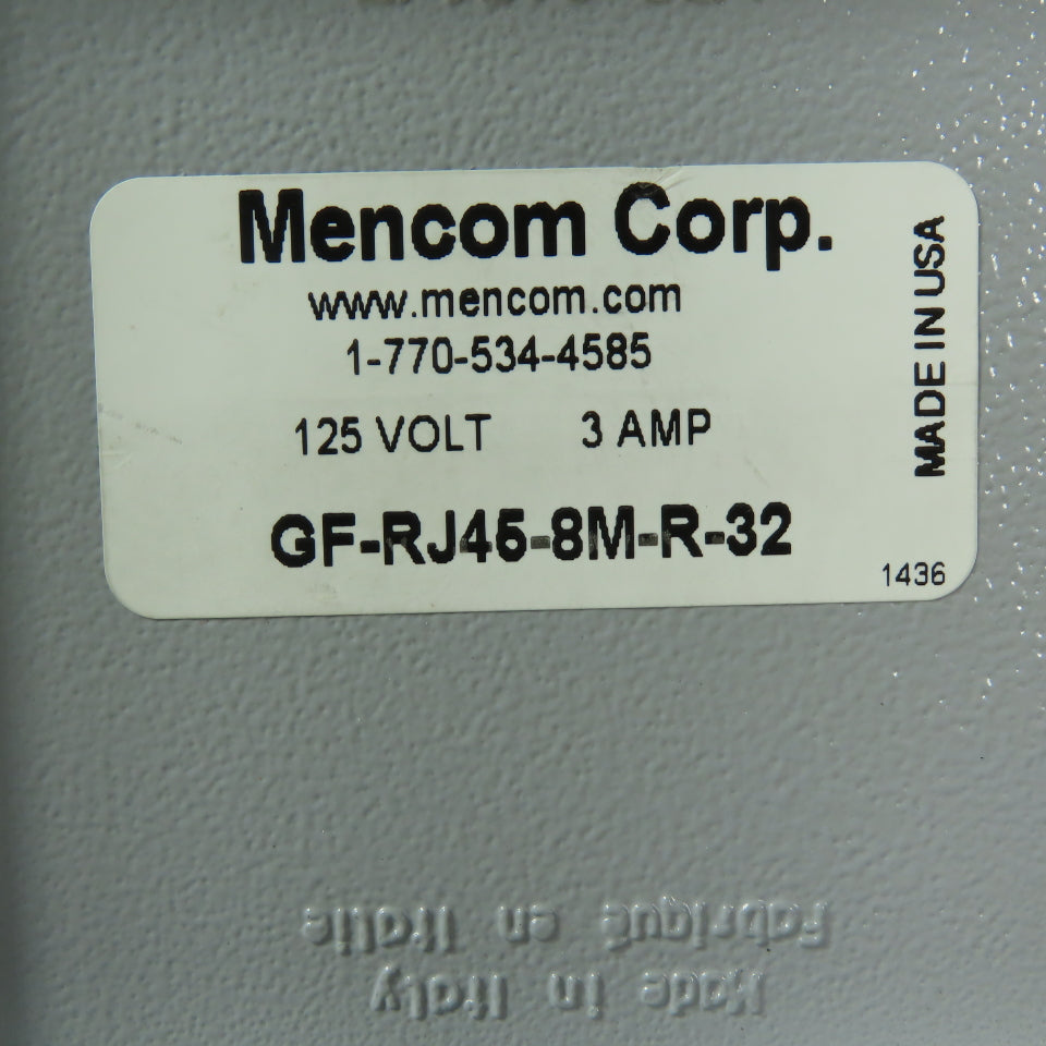 Mencom GF-RJ45-8M-R-32 Panel Interface Connector W/GFCI 125V 3A