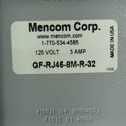 Mencom GF-RJ45-8M-R-32 Panel Interface Connector W/GFCI 125V 3A