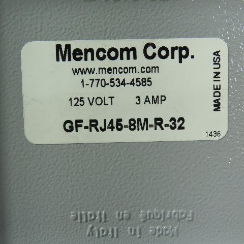 Mencom GF-RJ45-8M-R-32 Panel Interface Connector W/GFCI 125V 3A