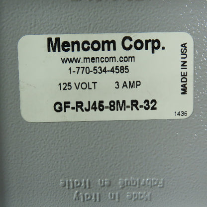 Mencom GF-RJ45-8M-R-32 Panel Interface Connector W/GFCI 125V 3A