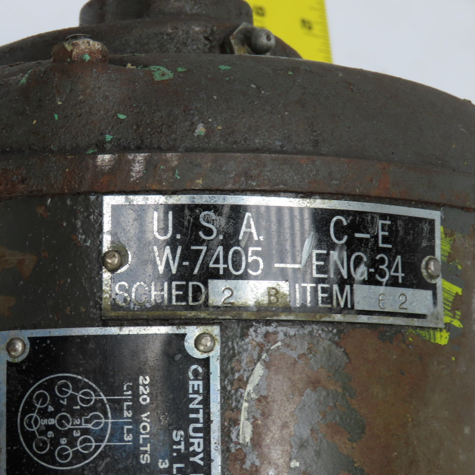 Century Electric SC-81-BE3-3 W-7405-ENG-34 1/2HP Rotary Lobe Pump 220/440V 3PH