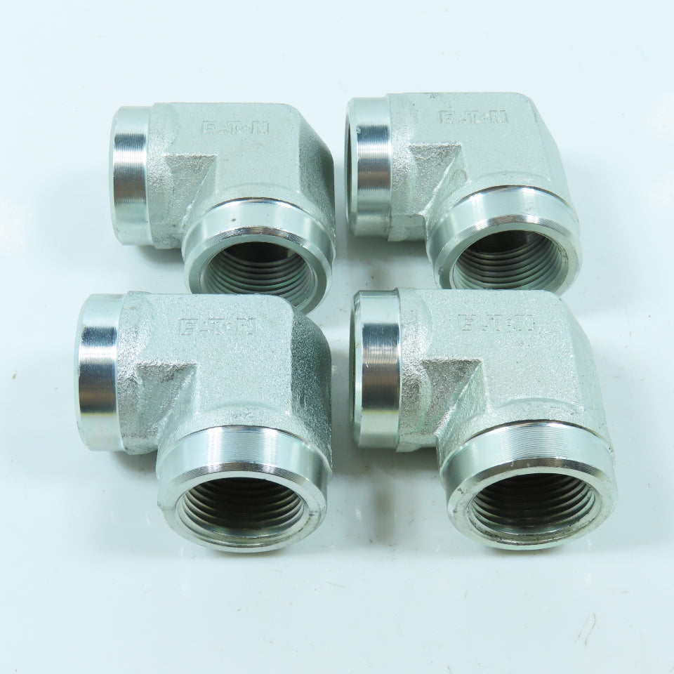 Eaton 2087-12-12S Hydraulic Adapter 90° Elbow 3/4"-14 NPT Female x Female Lot/4
