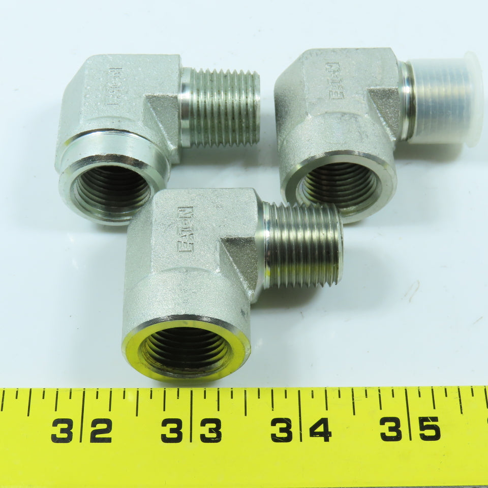Eaton 2089-8-8S Hydraulic Adapter 90° Elbow 1/2"-14 NPT Female x Male Lot of 3