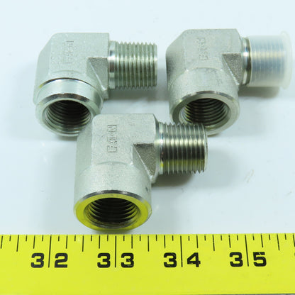 Eaton 2089-8-8S Hydraulic Adapter 90° Elbow 1/2"-14 NPT Female x Male Lot of 3
