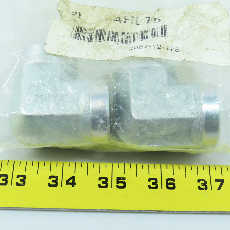 Eaton 2087-12-12S Hydraulic Adapter 90° Elbow 3/4"-14 NPT Female x Male Lot/2