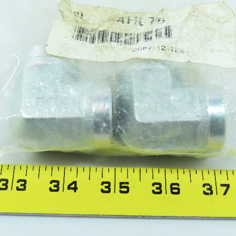 Eaton 2087-12-12S Hydraulic Adapter 90° Elbow 3/4"-14 NPT Female x Male Lot/2