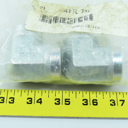 Eaton 2087-12-12S Hydraulic Adapter 90° Elbow 3/4"-14 NPT Female x Male Lot/2