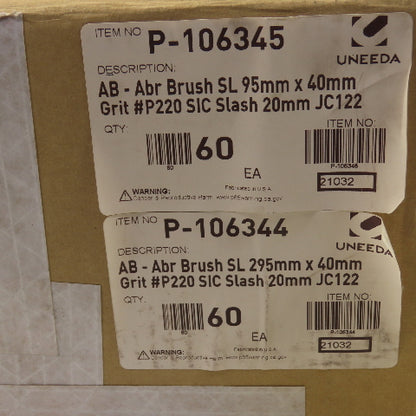 Uneeda P-106345 P-106344 AB-Abr Replacement Insert Brushes SIC P220 Grit Lot/120