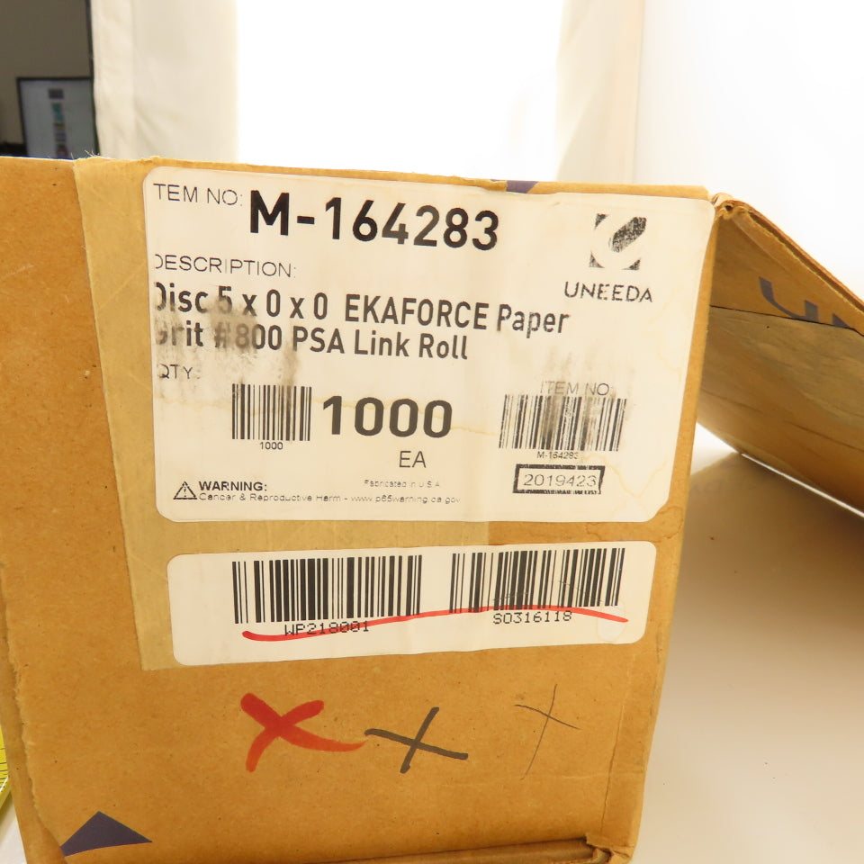 Uneeda M-164283 5" Diameter Sanding Disc Ekaforce Paper #800 Grit PSA Lot/1000