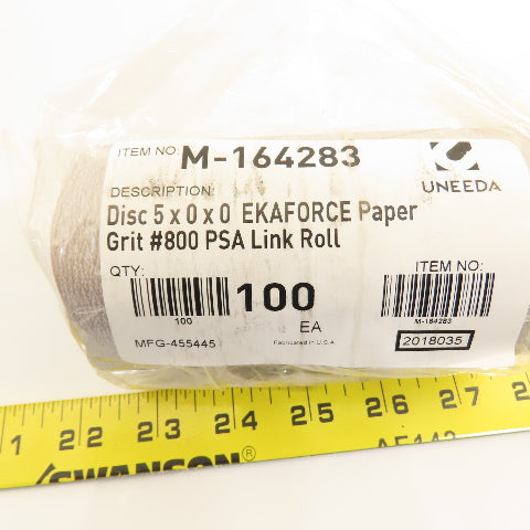 Uneeda M-164283 5" Diameter Sanding Disc Ekaforce Paper #800 Grit PSA Lot/1000