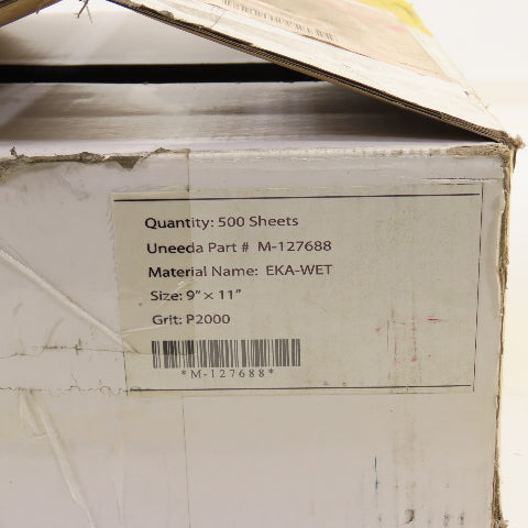Uneeda M-127688 9" x 11" Sanding Sheets EKA-WET P2000 Grit Lot Of 500