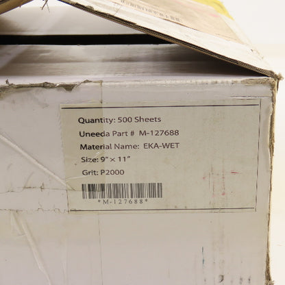 Uneeda M-127688 9" x 11" Sanding Sheets EKA-WET P2000 Grit Lot Of 500