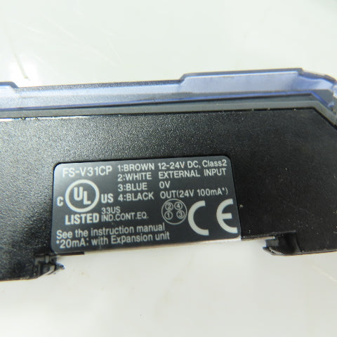 Keyence FS-V31CP Sensor Amplifier Fiber Optic Sensor W/Optic Sensors Damaged