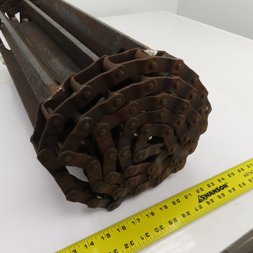 Drives 25-1/4"W x 92" L Chain Driven Steel Drag Cleated Conveyor Belt Chain D662