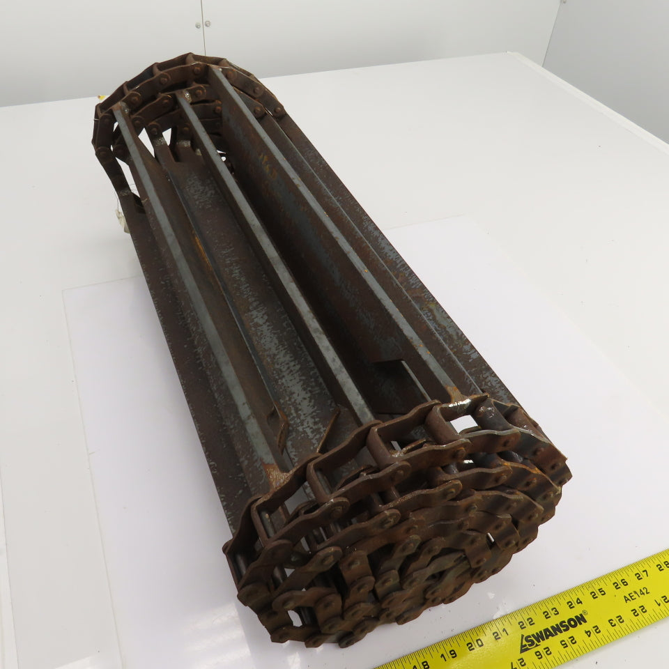 Drives 25-1/4"W x 92" L Chain Driven Steel Drag Cleated Conveyor Belt Chain D662