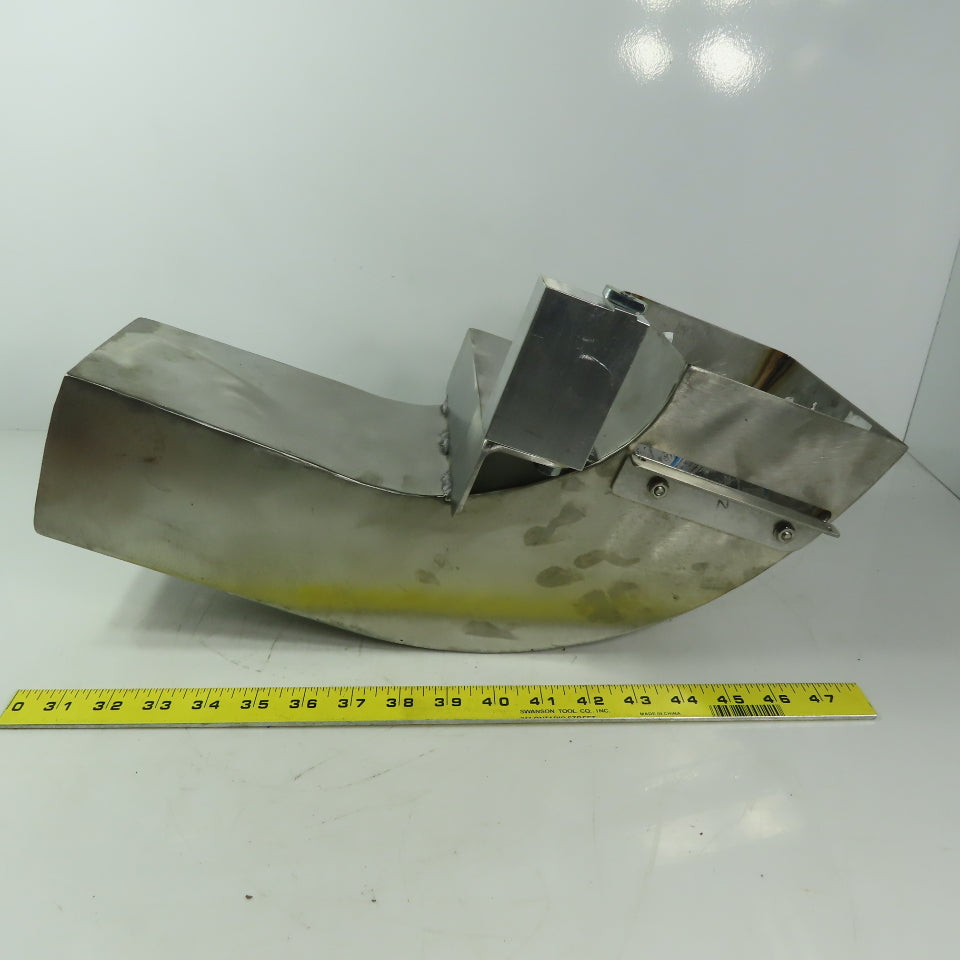 90° Transition Elbow Duct Chute 95mm x 114mm To 130mm x 130mm Stainless Steel