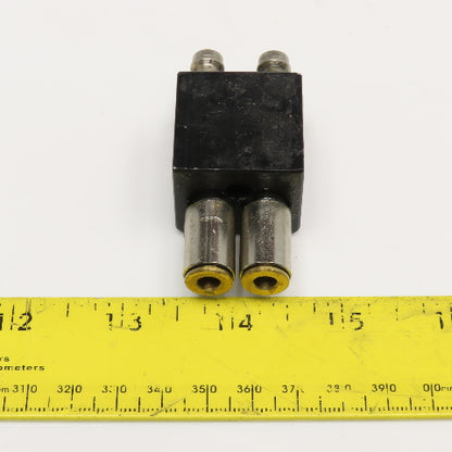 2 Port Parallel Quick Connect Air Line Mounting Block M5 x M10 Ports