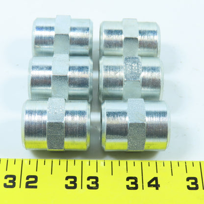 Eaton 2096-6S Hydraulic Adapter Fitting 3/8"-18 NPT Female x Female Lot of 6