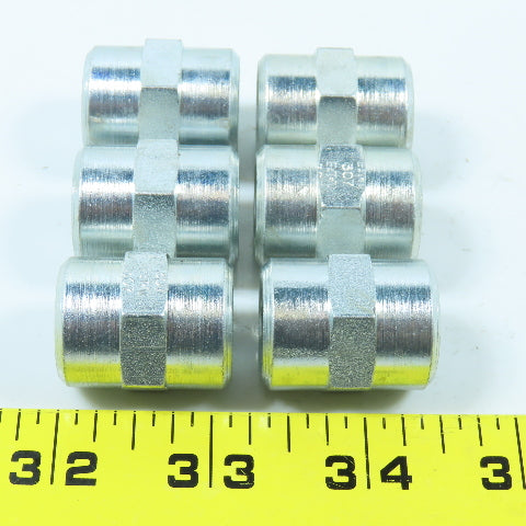 Eaton 2096-6S Hydraulic Adapter Fitting 3/8"-18 NPT Female x Female Lot of 6